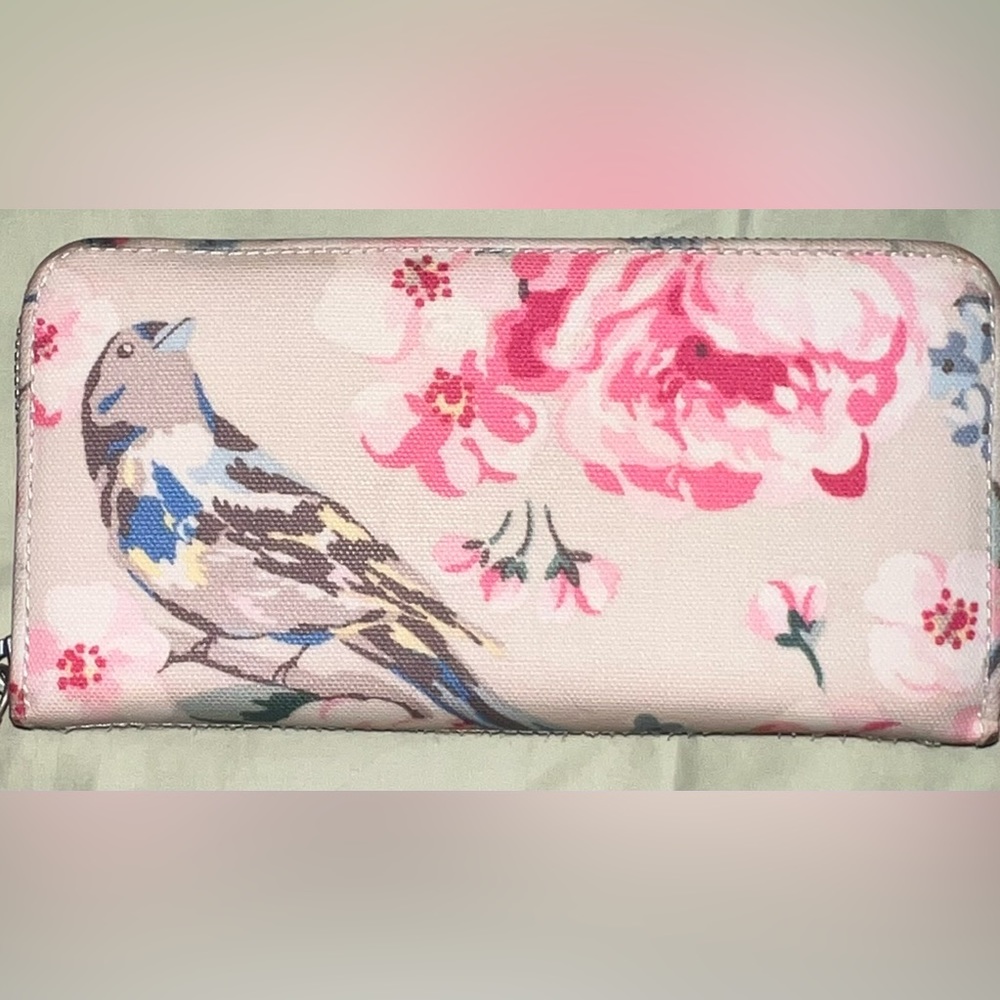 Cath Kidston Pink Floral Birds Zip Around Wallet